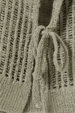 Khaki Green - Loose Open-Knit Side Slit Sweater - 1