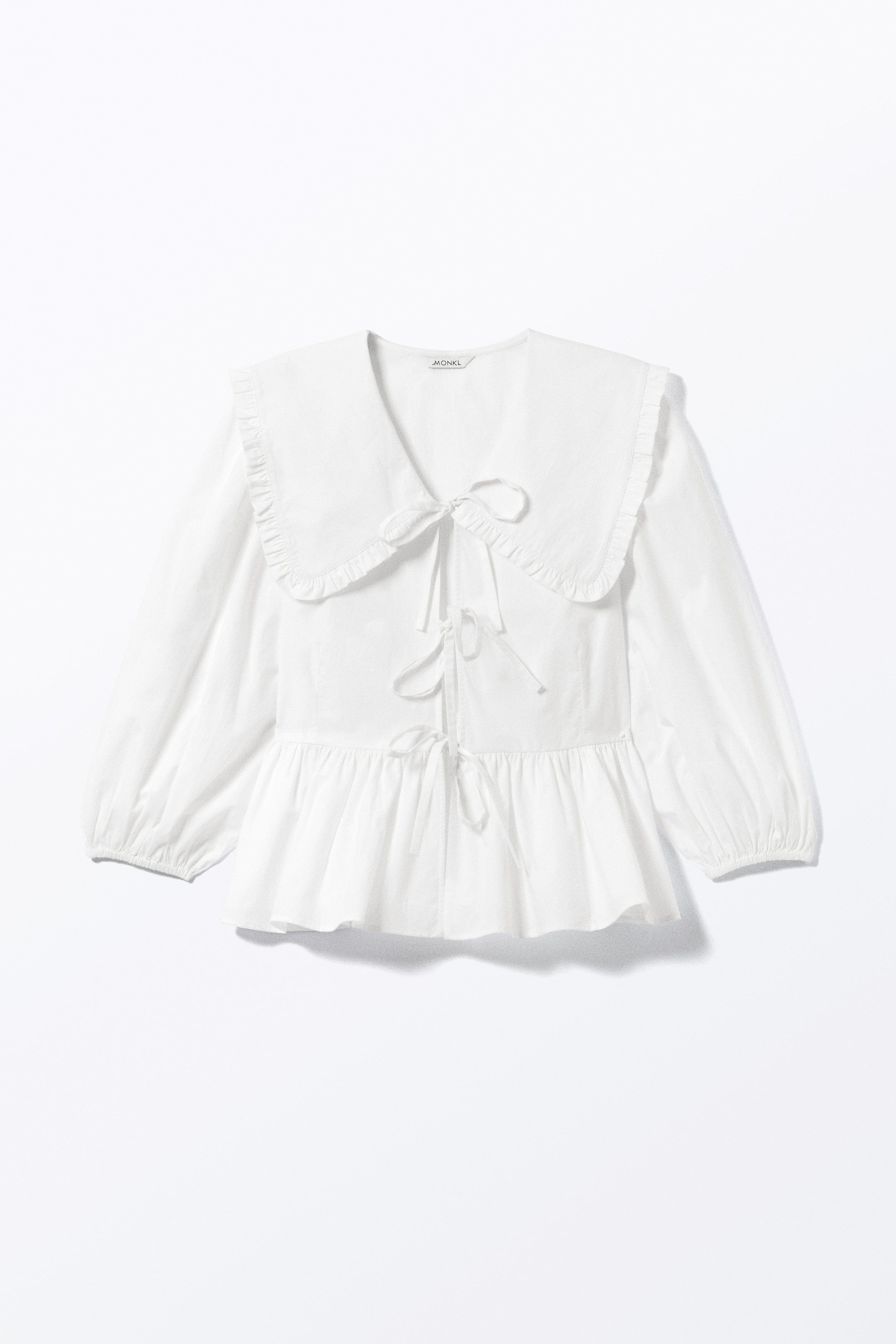Visa större bild: Peplum poplin-blus - Vit - DAM | H&M SE 5