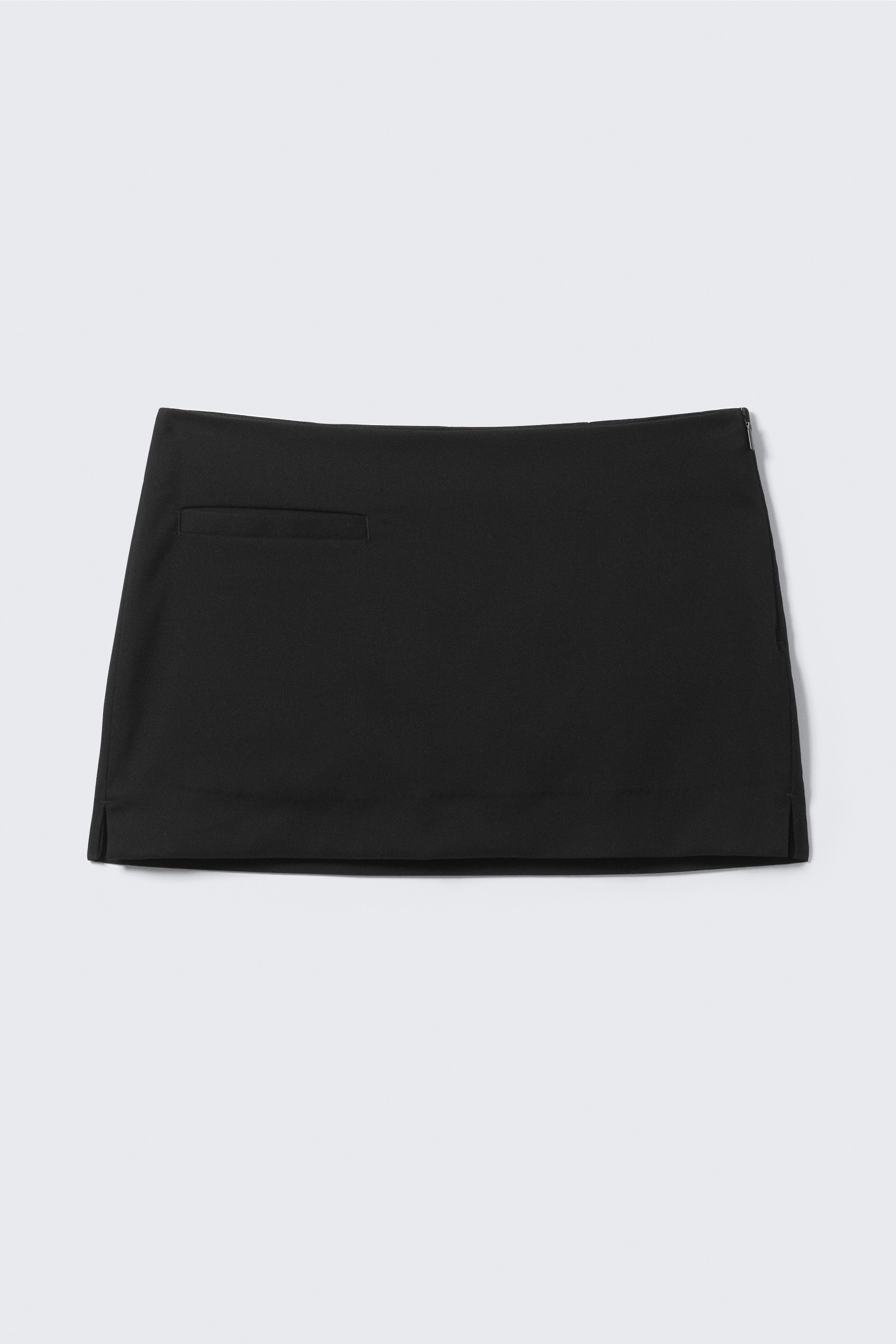 Low Waisted Mini Suiting Skirt - Black/Light Grey - Pinstripe