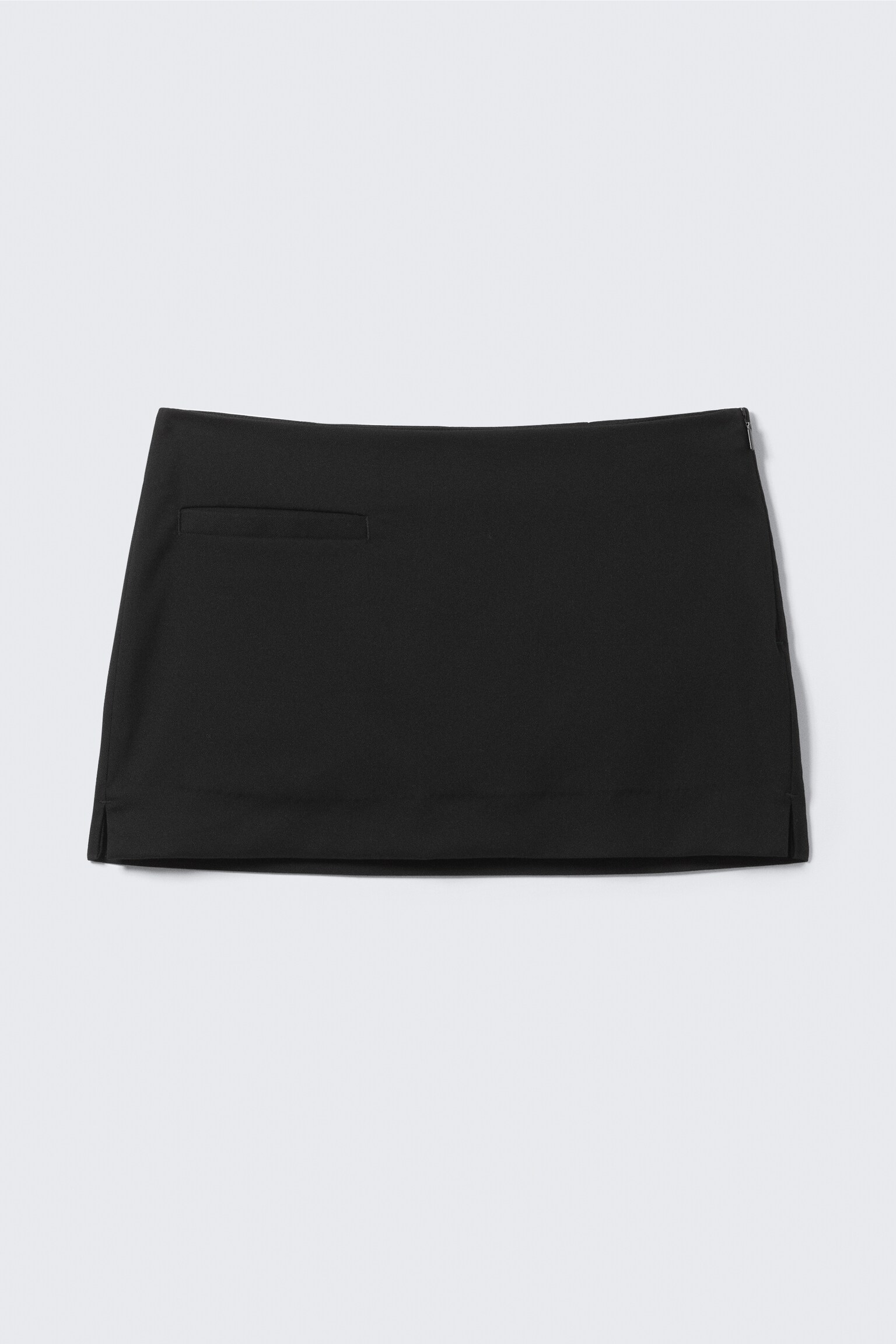 Low Waisted Mini Suiting Skirt - Black/Light Grey - Pinstripe - 2