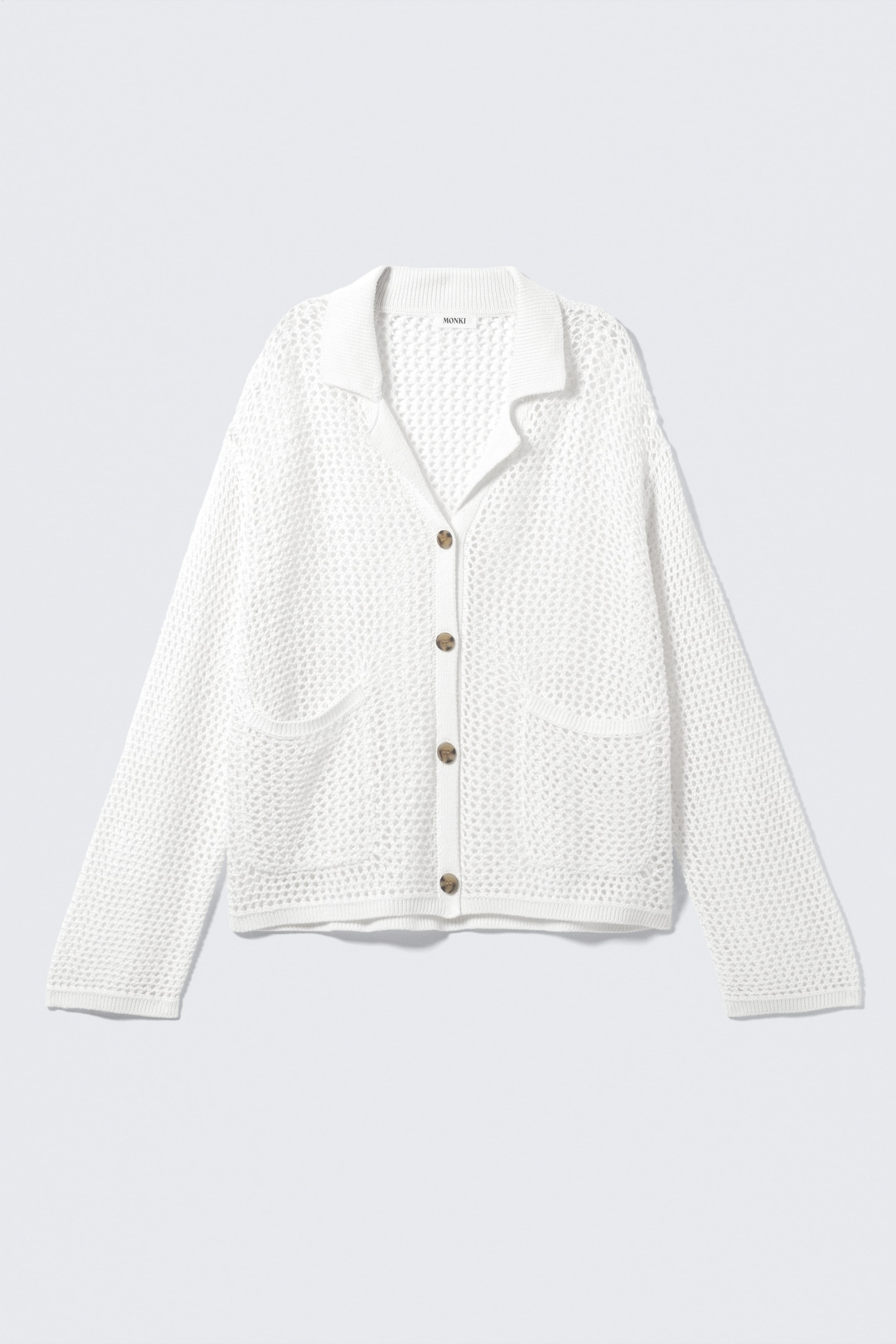 Zobrazit větší obrázek: Propínací kardigan z otevřené pleteniny - Dusty White - ŽENY | H&M CZ 6