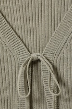Khaki Green - Ribbed Tie-Front Cardigan - 4