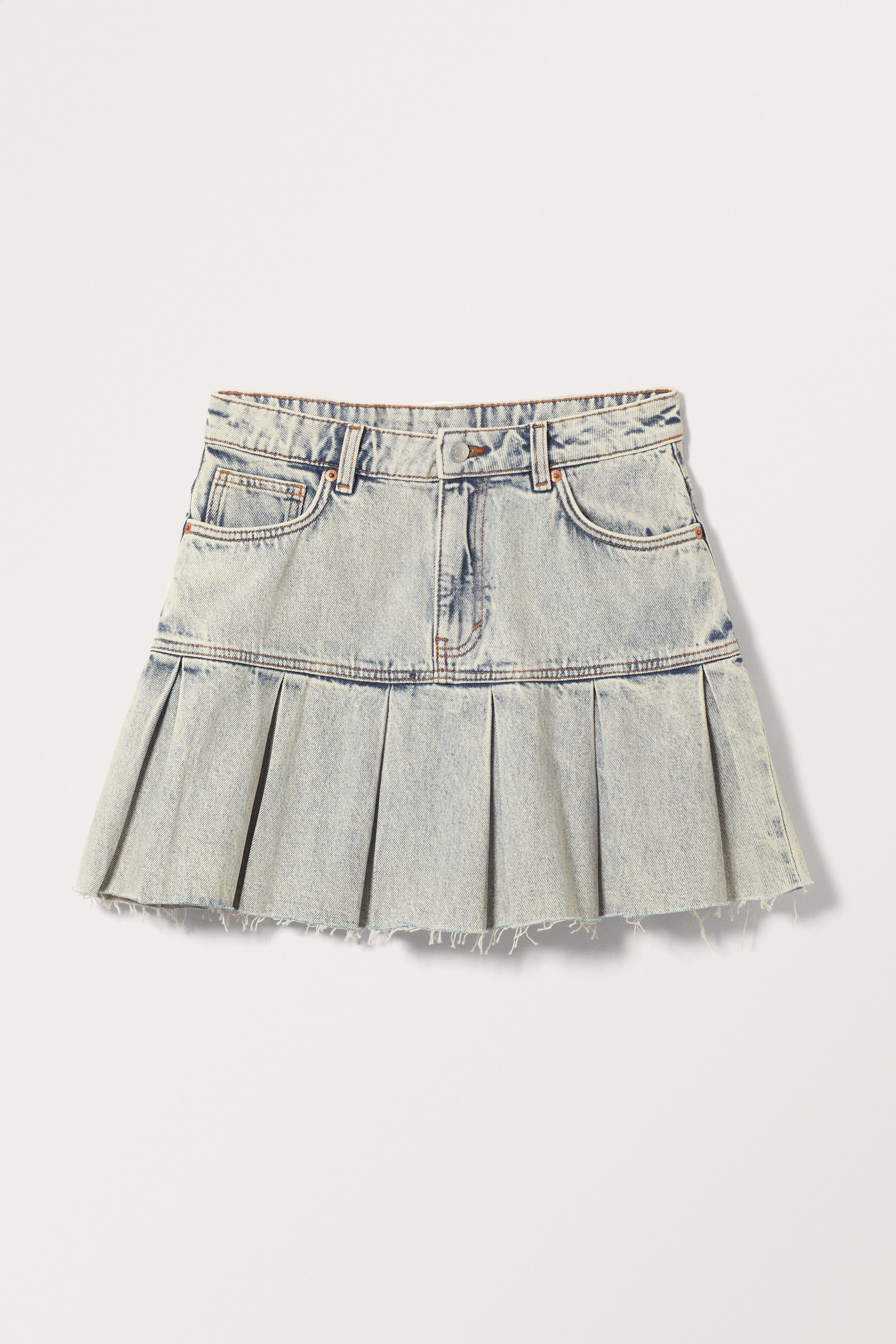 California Blue - Pleated Mini Denim Skirt - 0