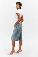 Mid Blue - Medium Blue - Peggy Low Waist Loose Baggy Leg Denim Shorts - 2