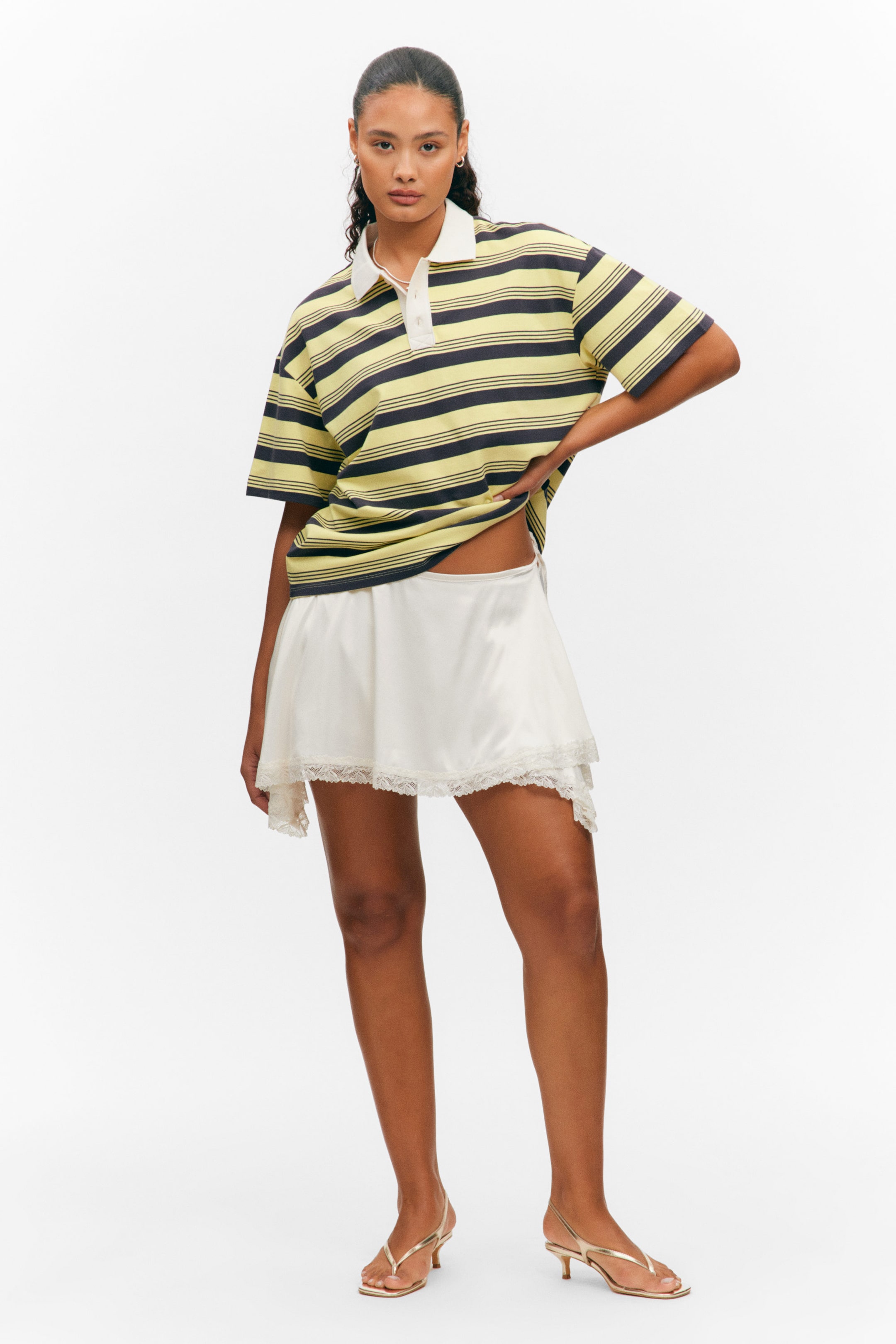 Yellow & Black Stripes - Striped Relaxed Fit Polo Shirt - 2