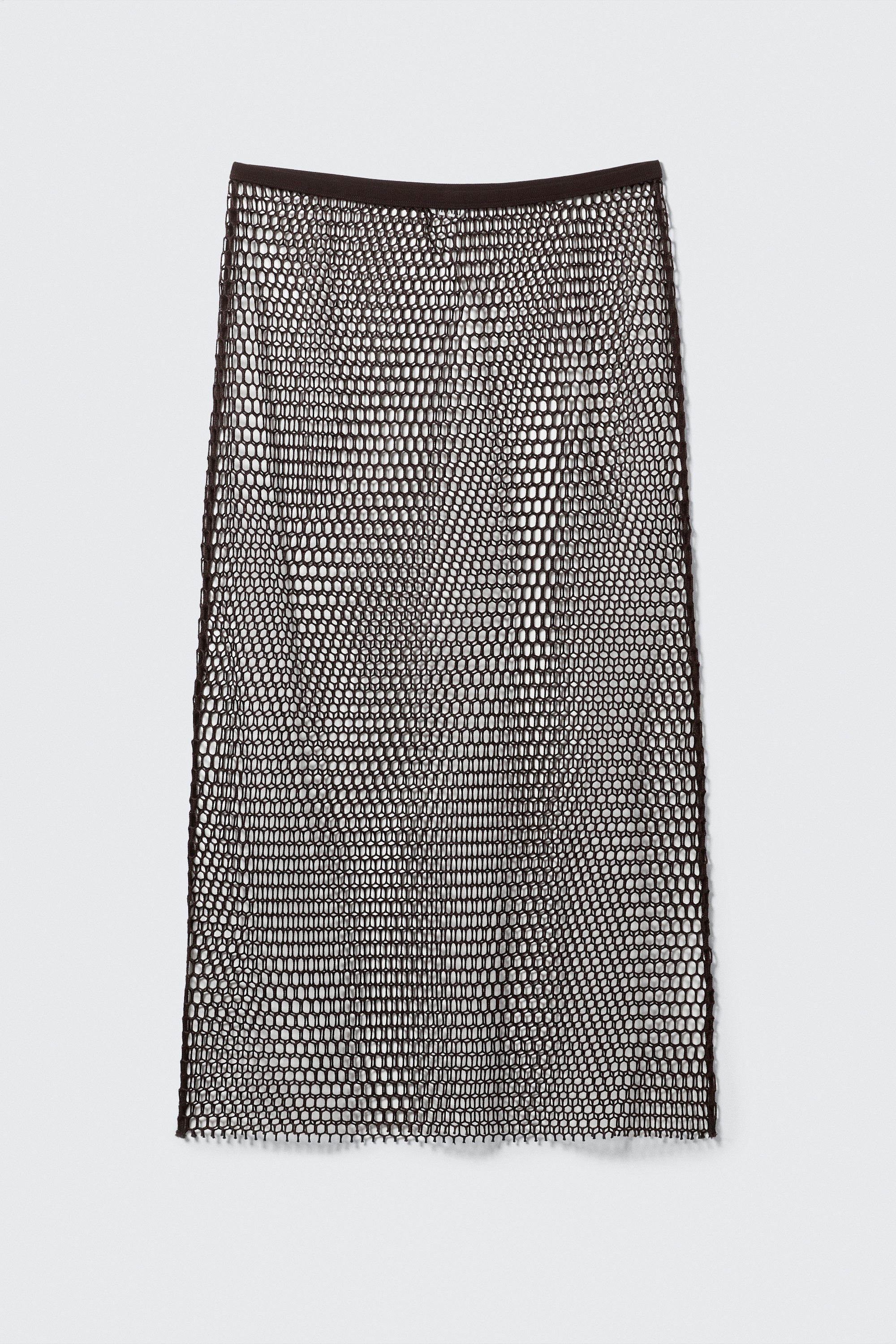 Dark Brown - Mesh Midi Skirt - 3