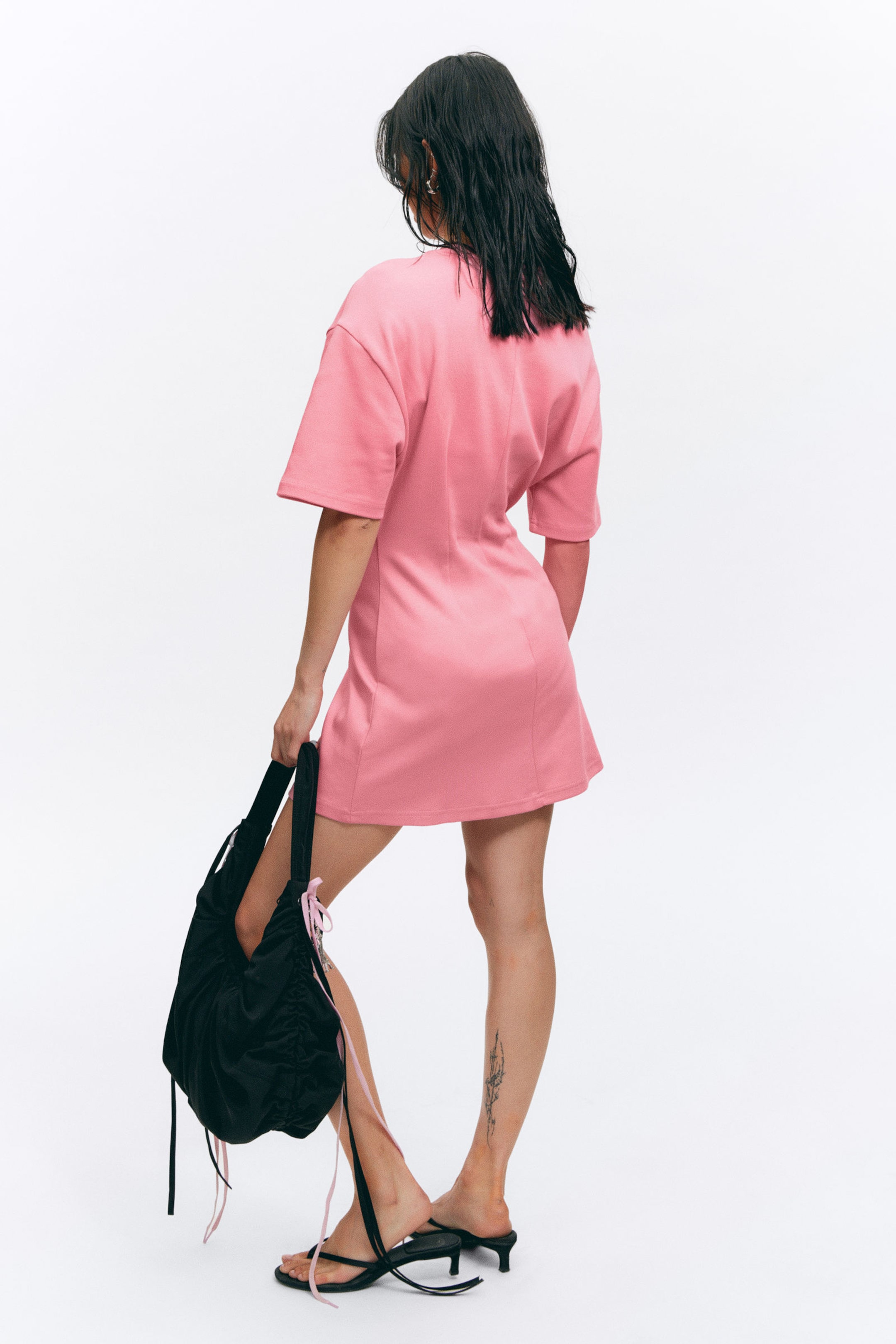 Pink - Jealous Soul - Structured Mini T-shirt Dress - 3