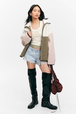 White/Khaki/Pink - Veste polaire zippée ample - 0