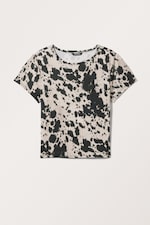 Dusty White - Cow Print - Cropped t-shirt - 0
