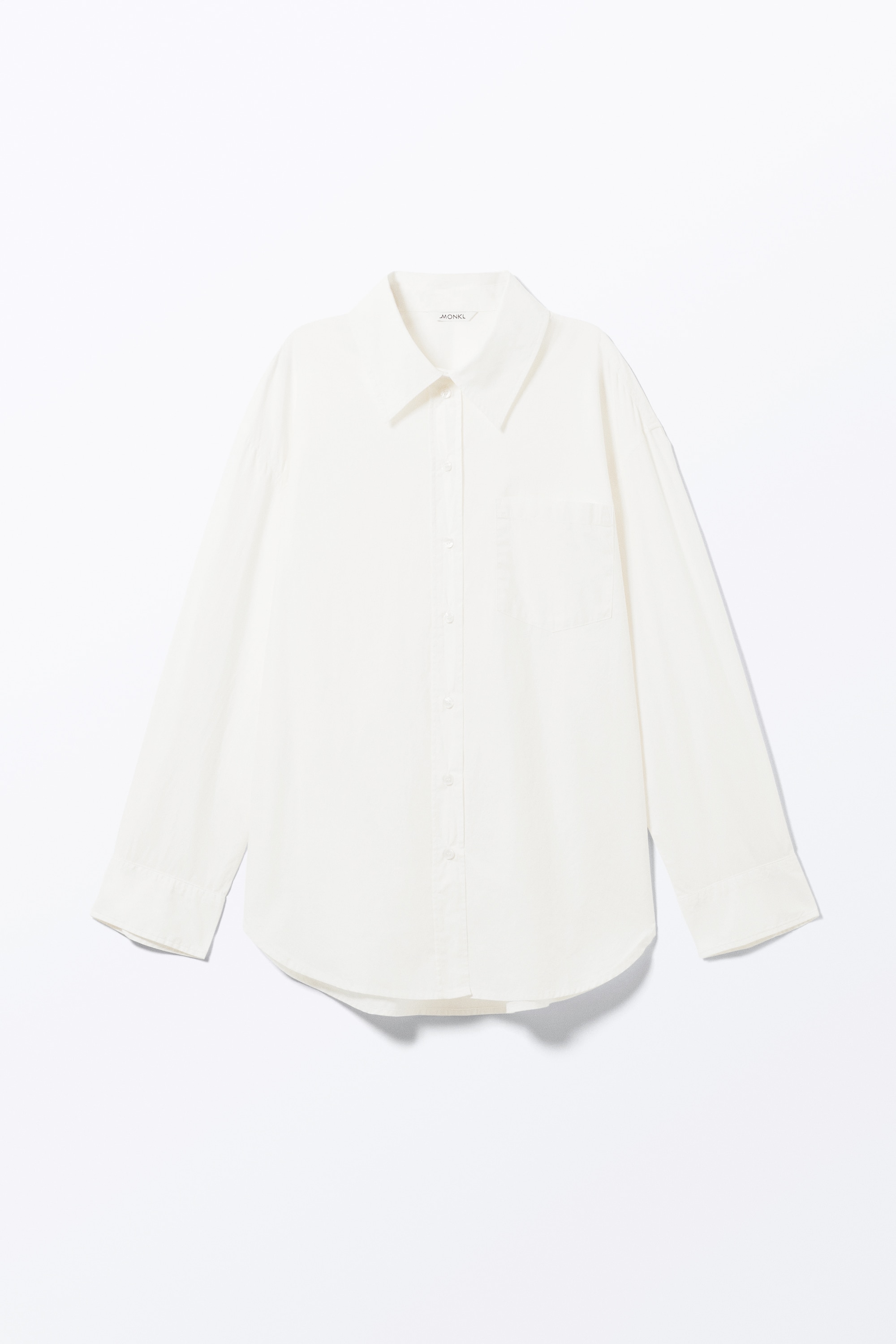 Long-Sleeved Oversized Poplin Shirt - White/Striped Light Blue/Checked Light Beige