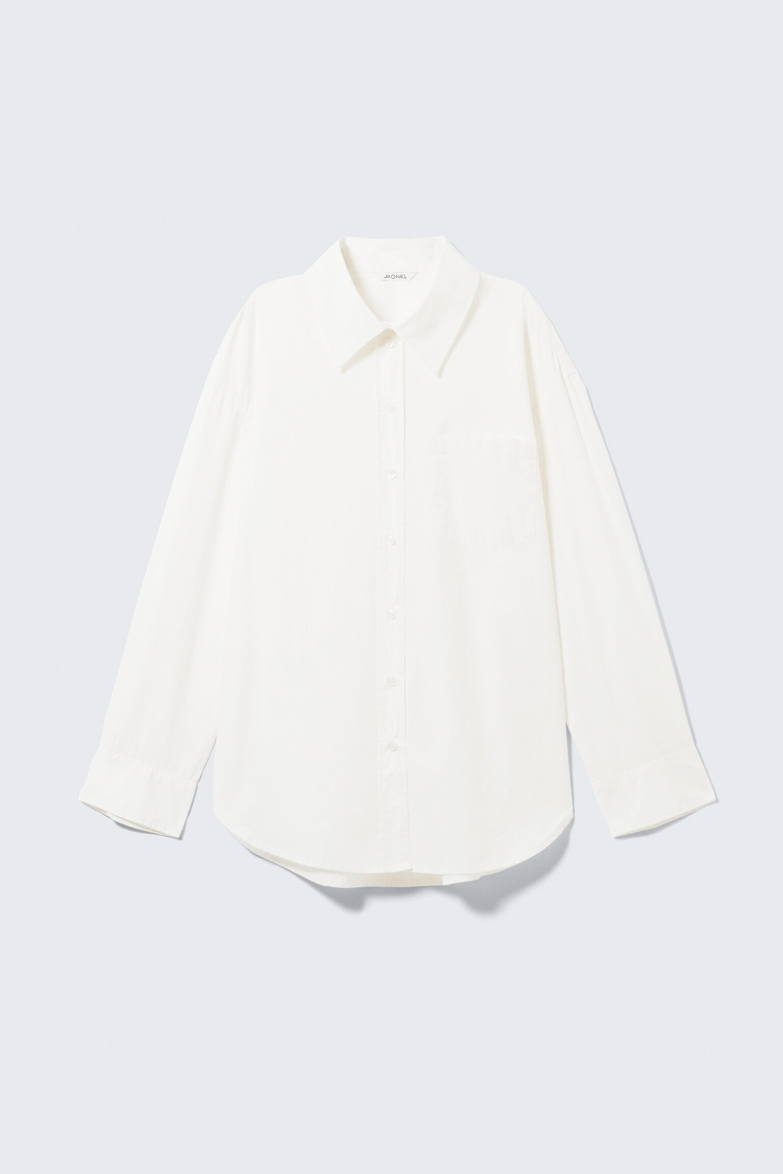 Long-Sleeved Oversized Poplin Shirt - White/Striped Light Blue/Checked Light Beige - 2