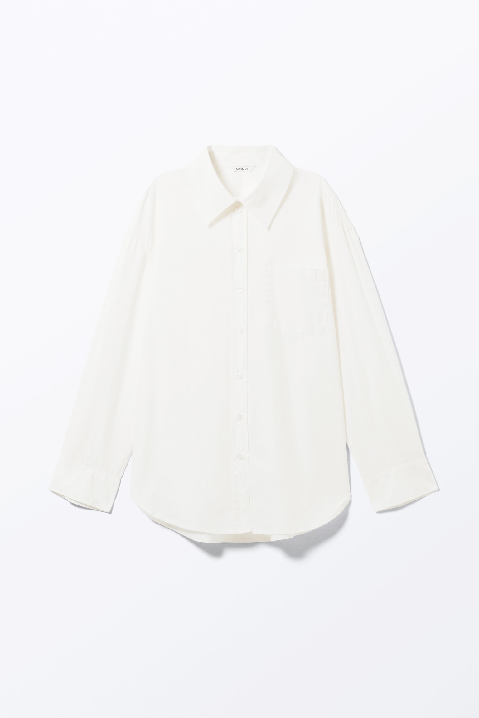 Långärmad oversized poplinskjorta - Vit/Randig ljusblå/Rutig Ljusbeige - 2