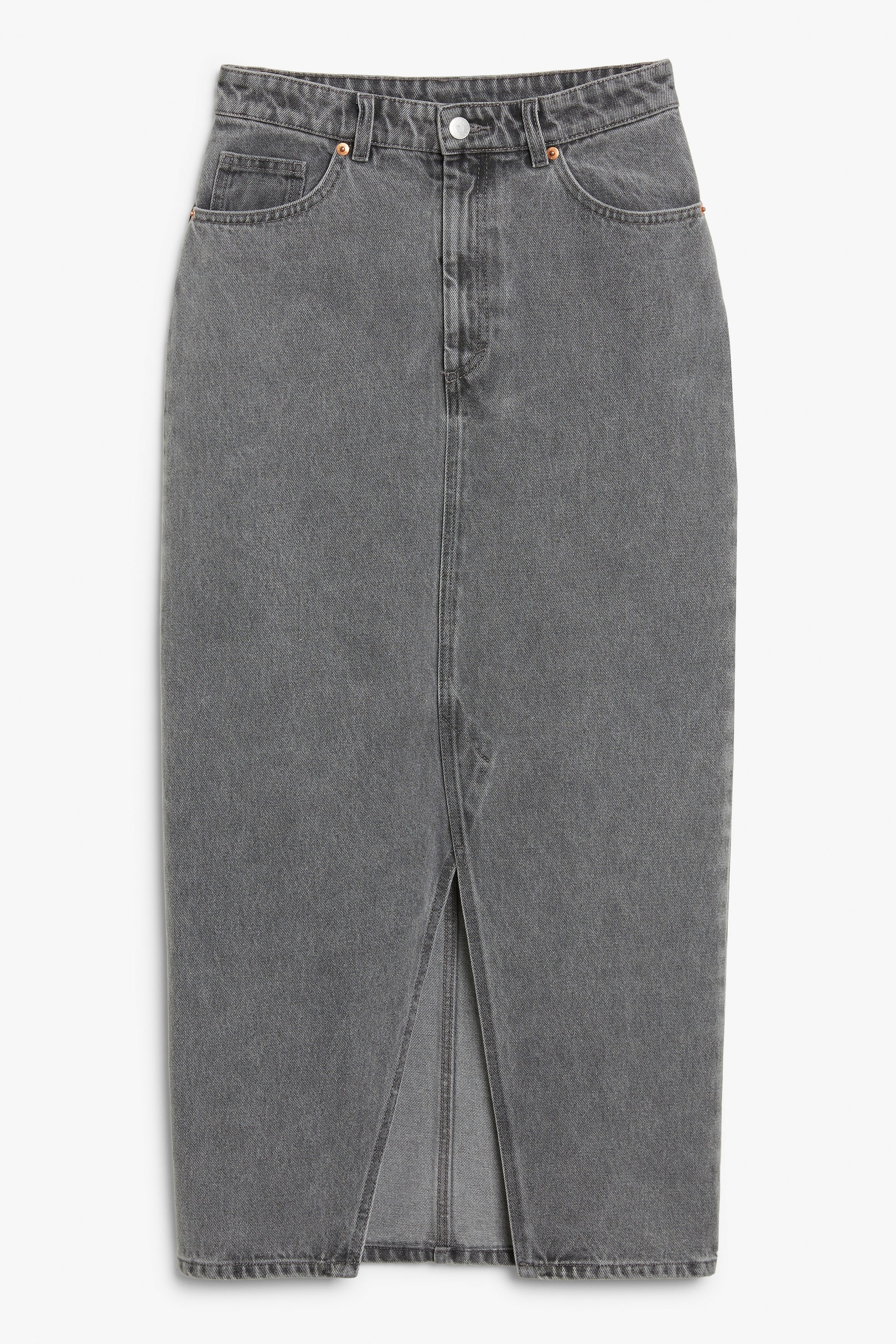 Grey - Midi denim skirt - 0