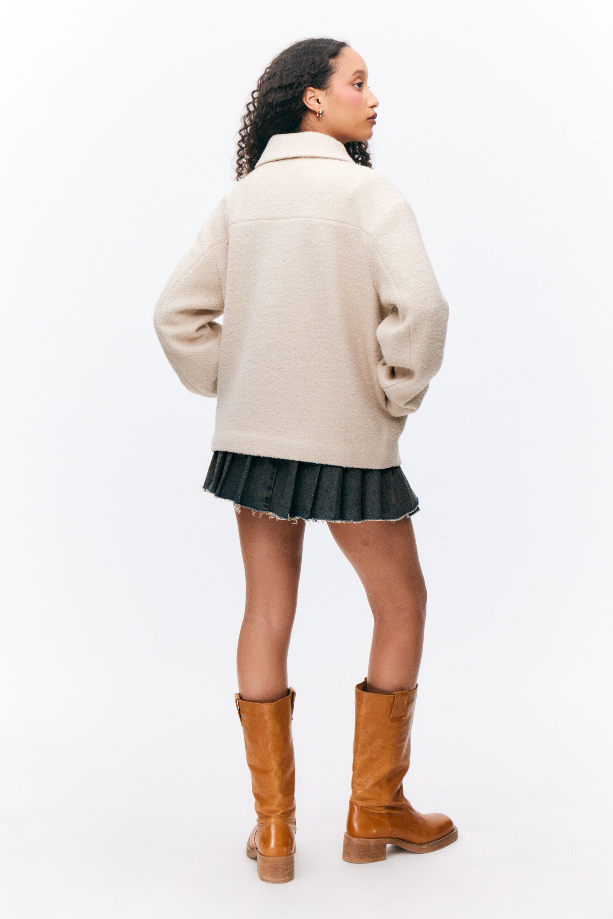 Light Beige - Single-breasted Wool Blend Jacket - 3