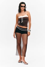 Brun foncé - Jupe midi en mesh - 0