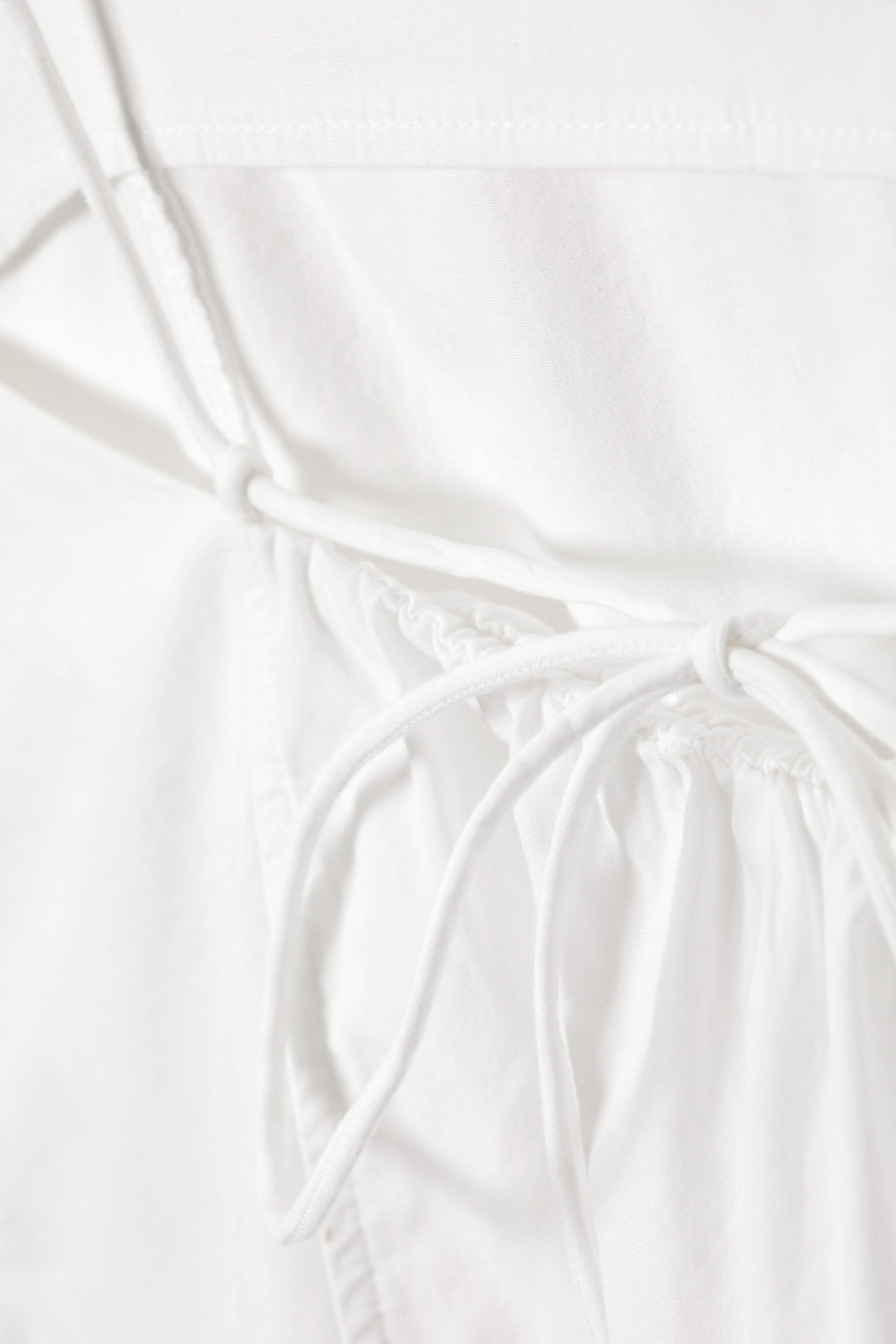 Blanc - Top en popeline avec lien de serrage - 5