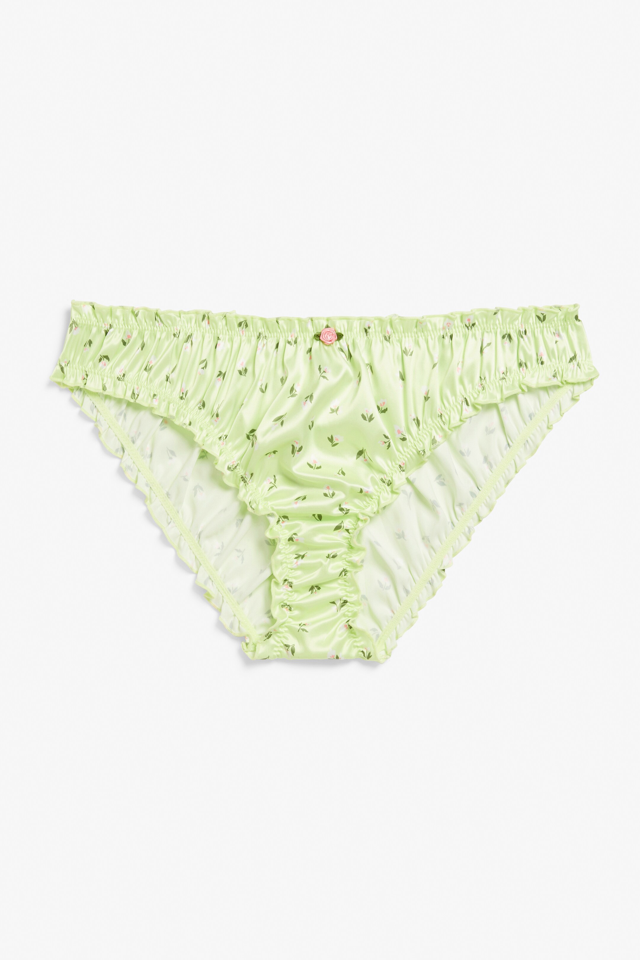 View larger image: Ruched satin briefs - Light green mini rose - Ladies | H&M GB 1