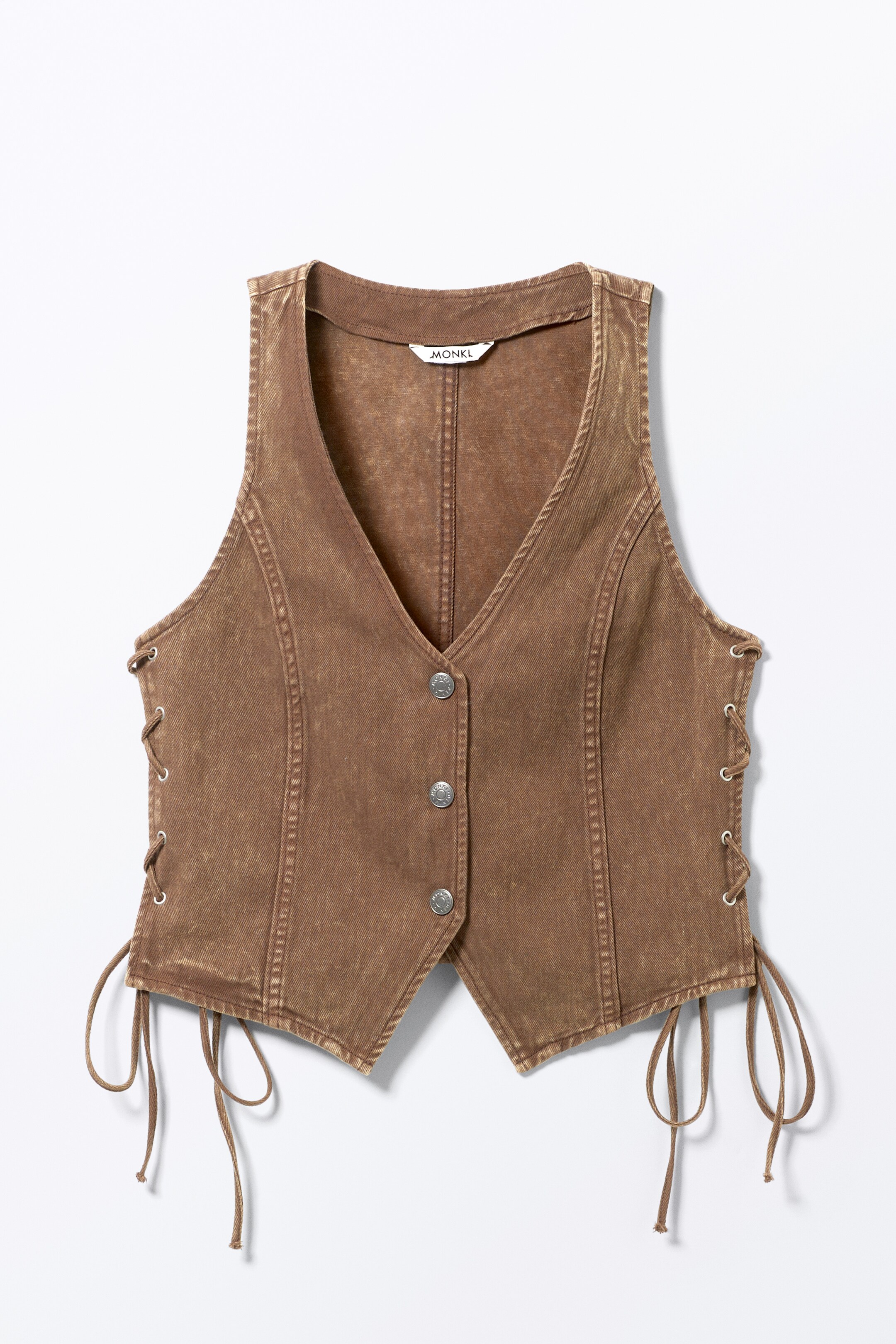 Agrandir l'image: Gilet en jean sans manches à lacets - Marron foncé délavé - FEMME | H&M FR 5