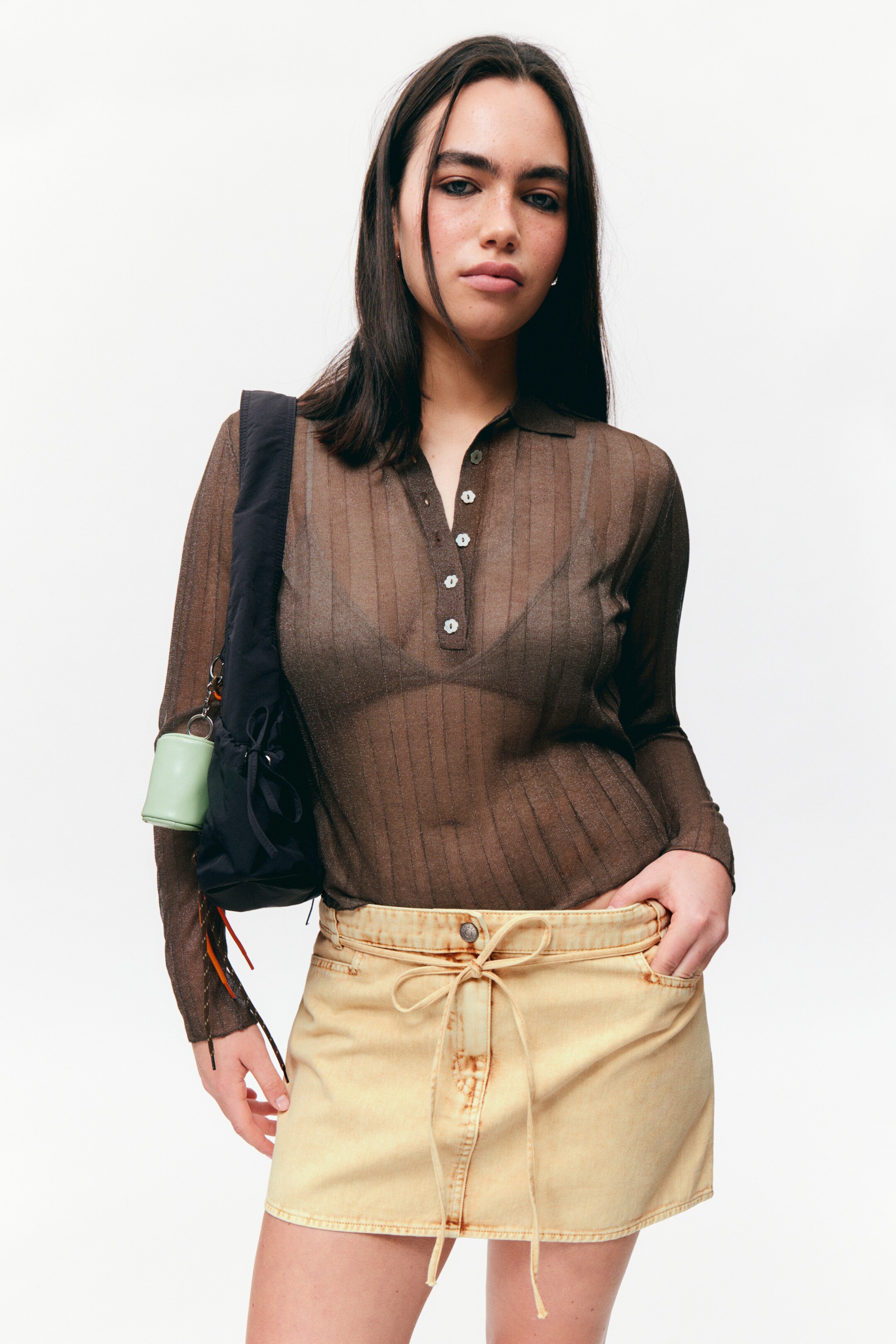 Ingrandisci l'immagine: Low Waisted Denim Mini Skirt - Beige - DONNA | H&M CH 2