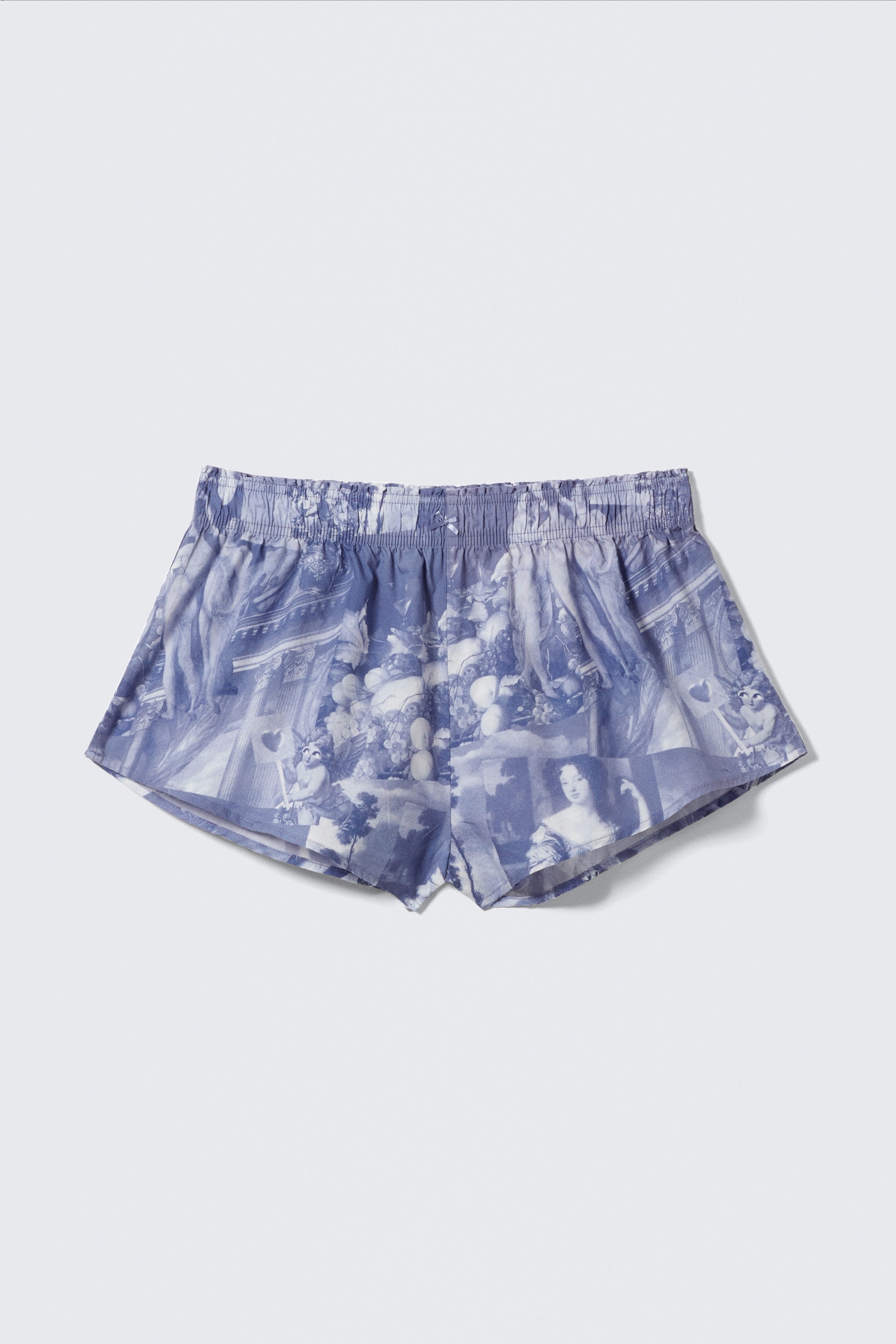 Blue - Baroque Collage - Mid-Rise Printed Poplin Pyjama Shorts - 1