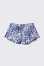 Blue - Baroque Collage - Mid-Rise Printed Poplin Pyjama Shorts - 0