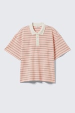 Striped Pink - Striped Relaxed Fit Polo Shirt - 4
