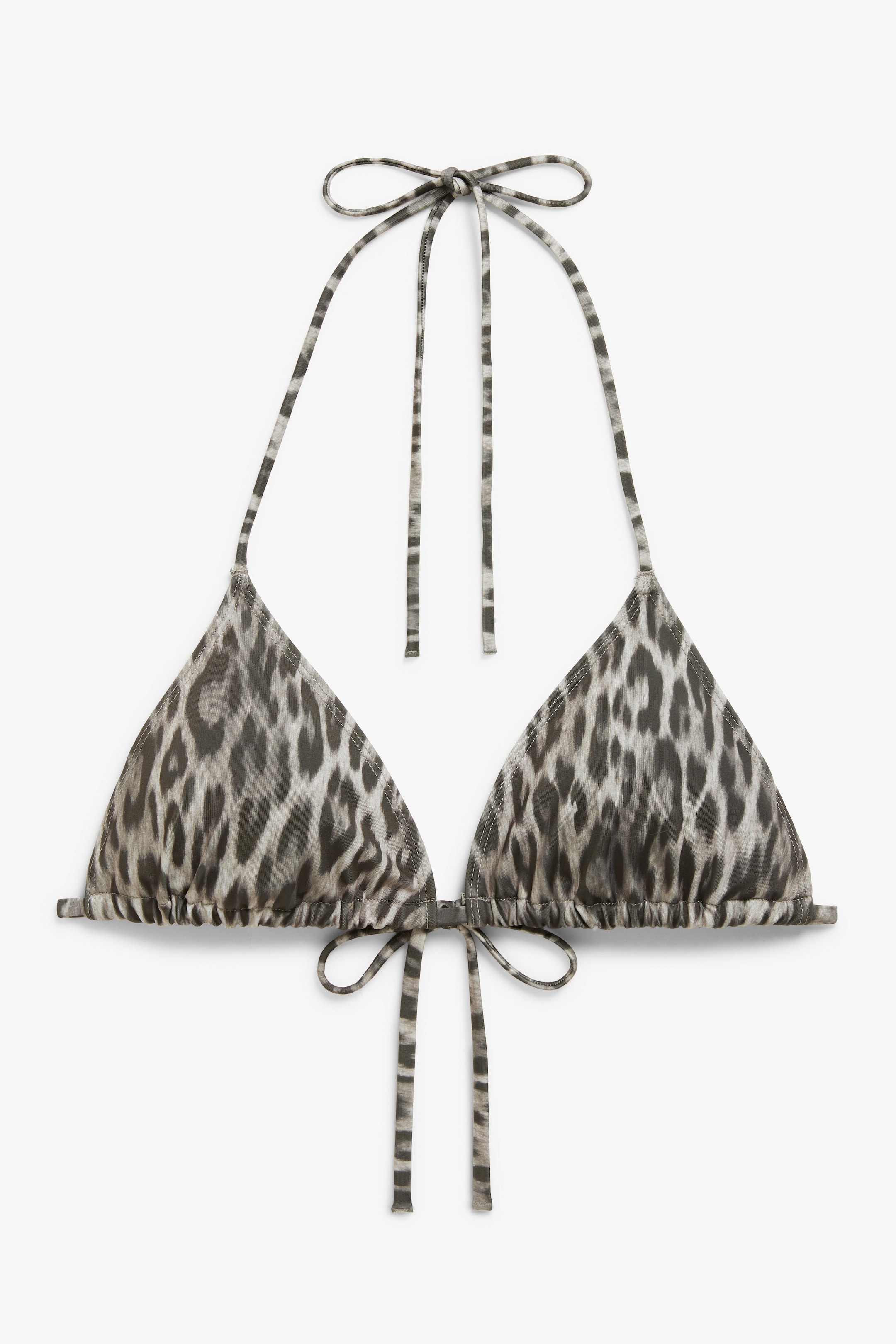 Graues Leopardenmuster - Graues Triangel-Bikinioberteil mit Leomuster - 0