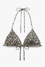 Graues Leopardenmuster - Graues Triangel-Bikinioberteil mit Leomuster - 0