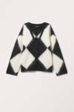 Black White - Fluffy knit cardigan - 3