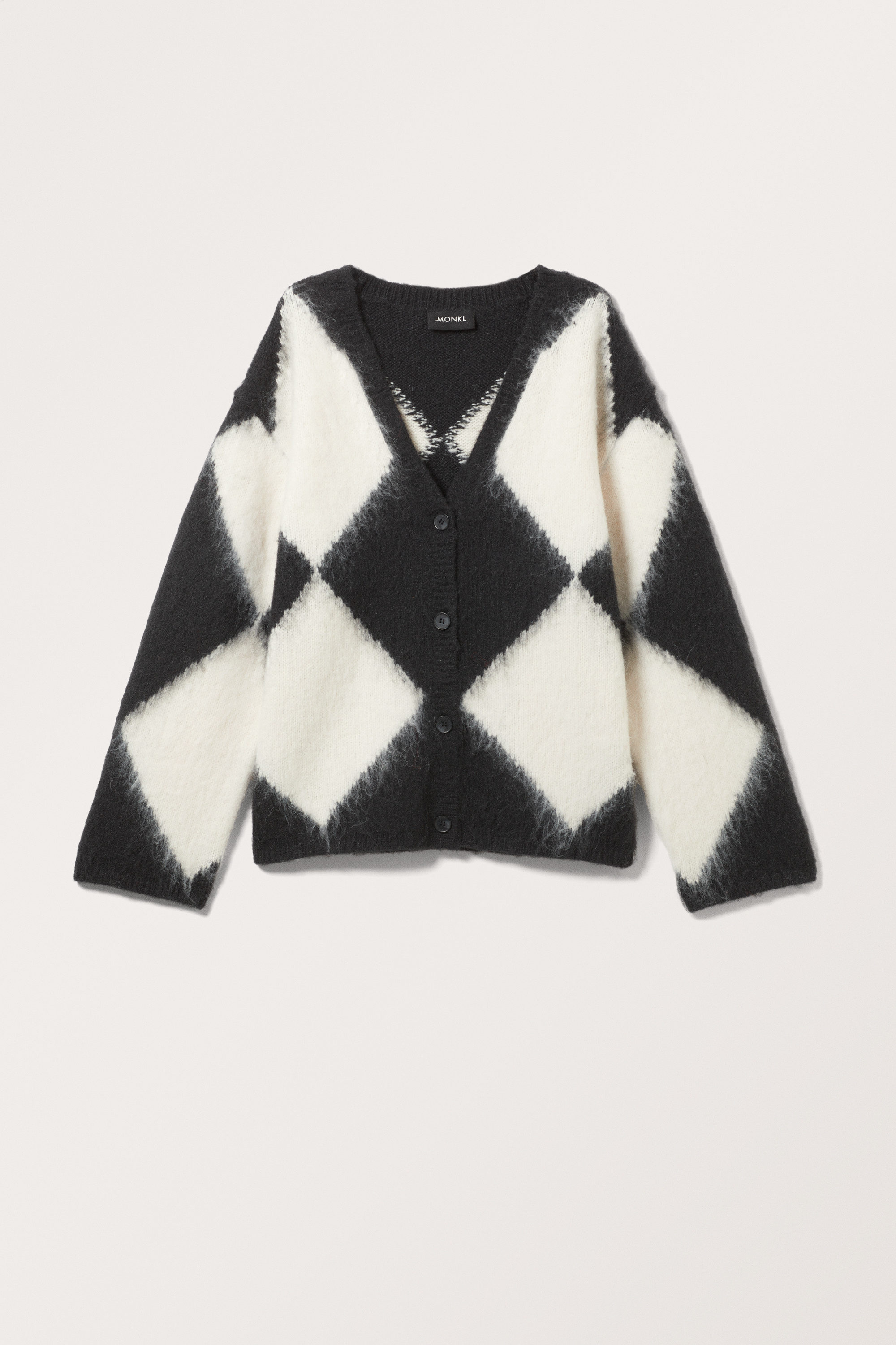 Black White - Fluffy knit cardigan - 3