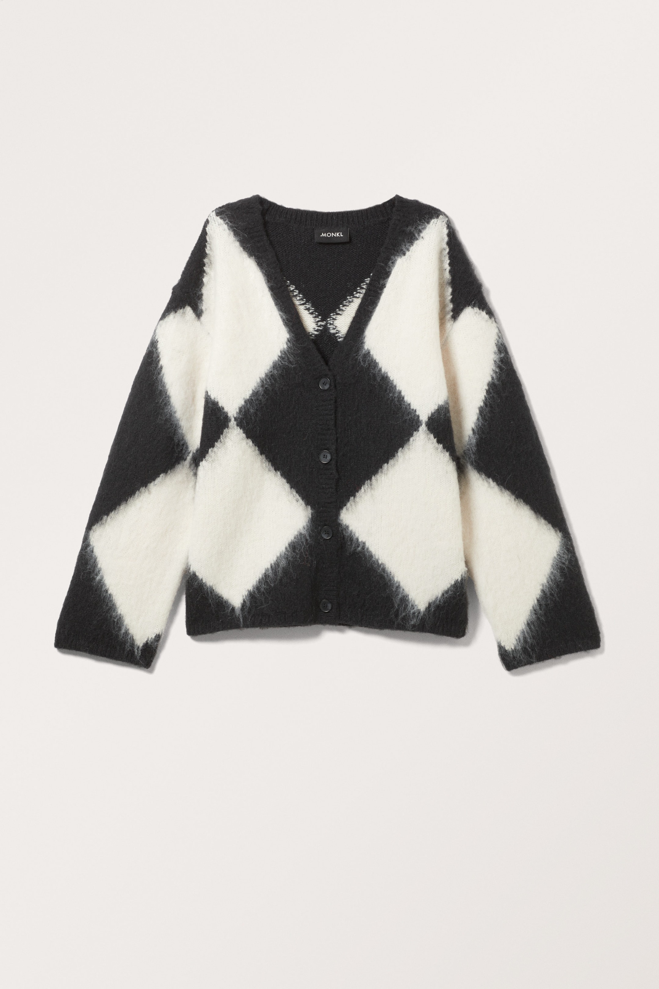 Schwarz-Weiss - Flauschige Strickjacke - 0