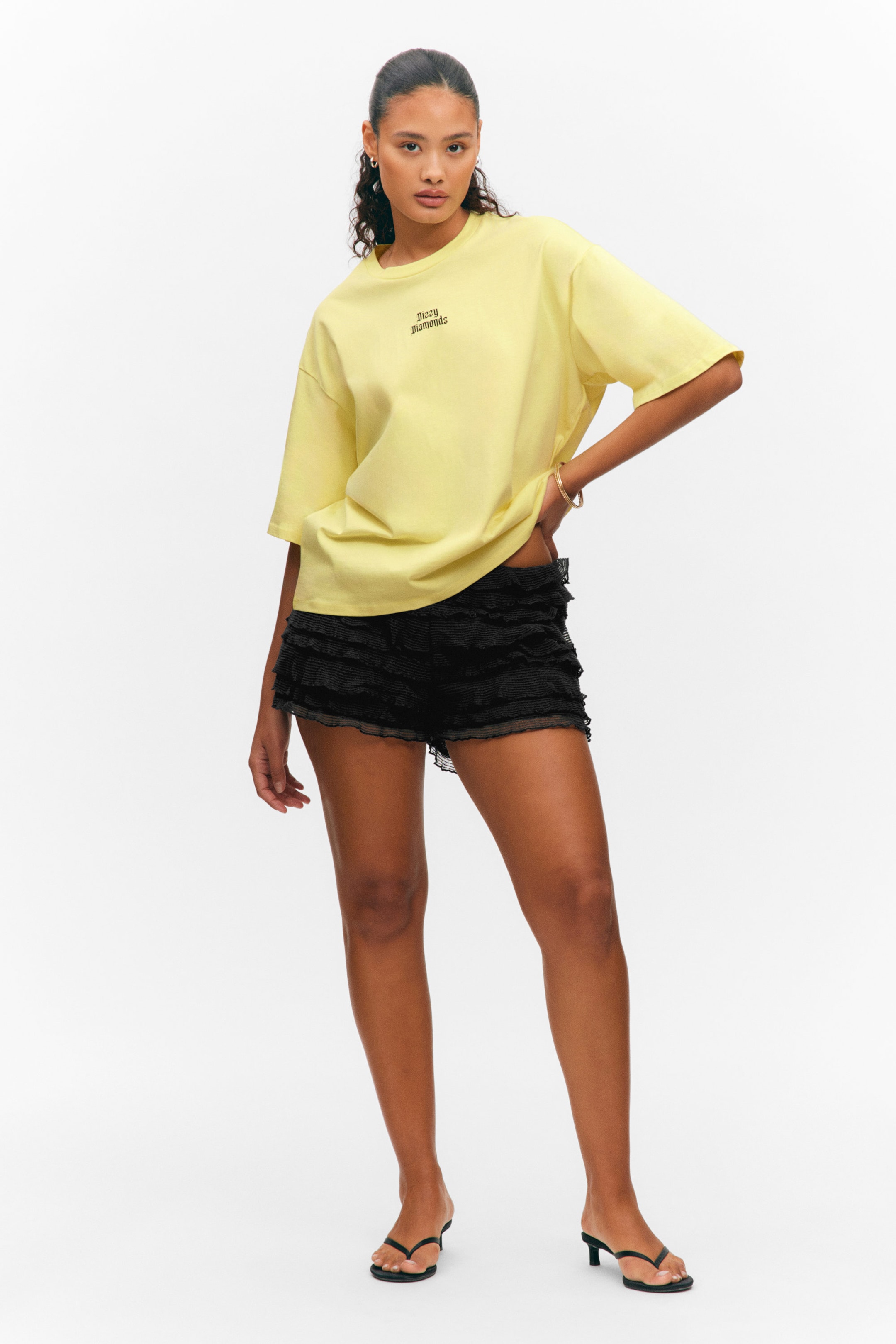 Light Yellow - Dizzy Diamonds - Boxy Fit Printed T-Shirt - 2