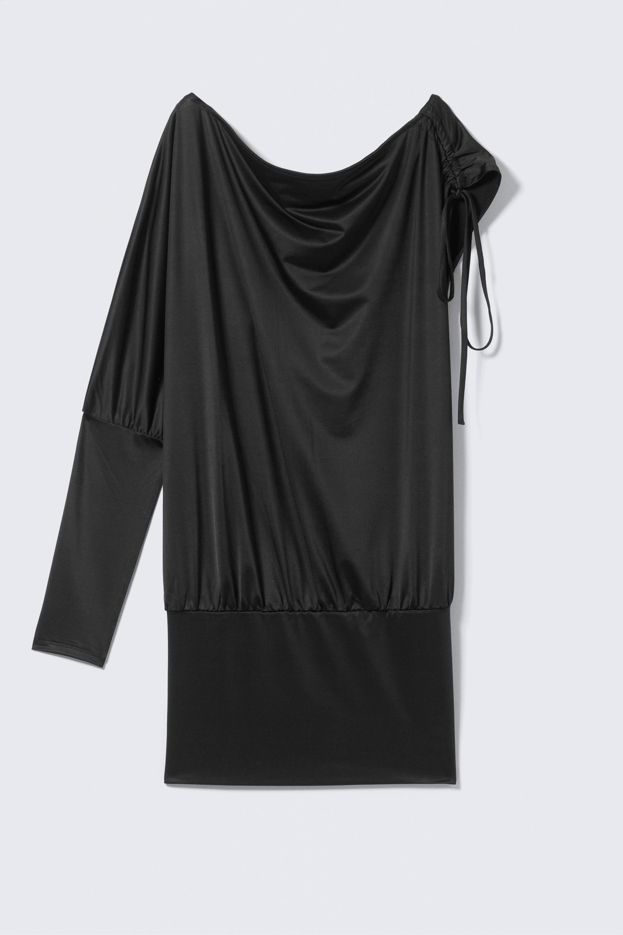 Black - Draped Jersey One-Sleeved Dress - 4