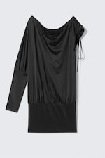 Noir - Robe drapée en jersey - 4