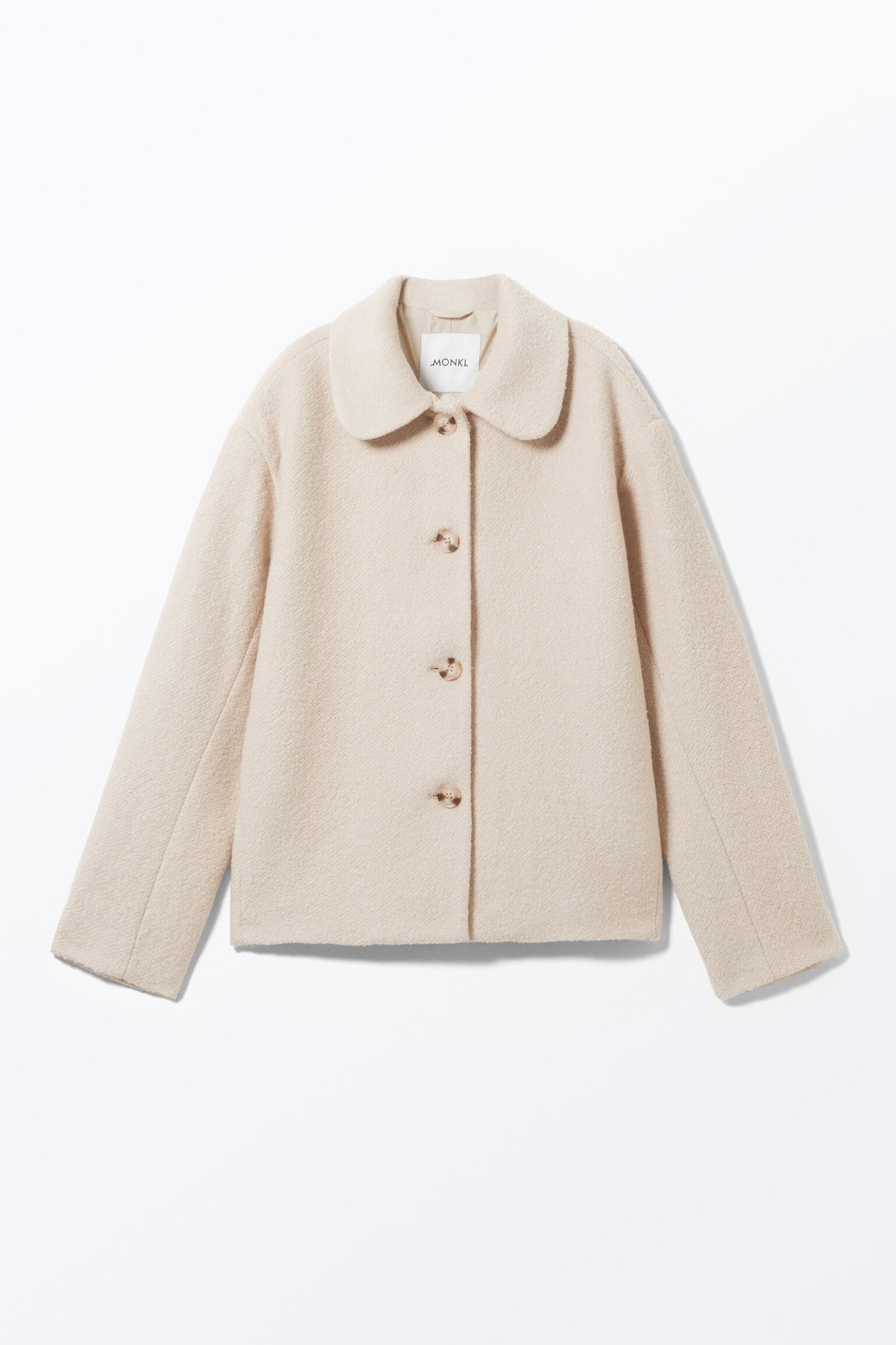 Single-breasted Wool Blend Jacket - Light Beige/Off-white/Navy Blue