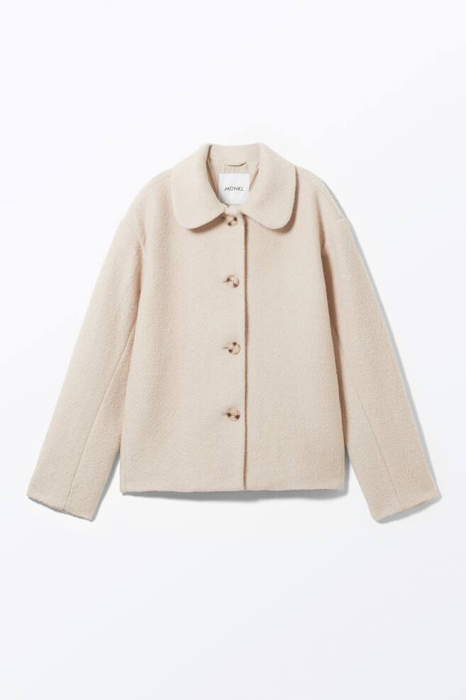 Single-breasted Wool Blend Jacket - Light Beige/Off-white/Navy Blue - 1