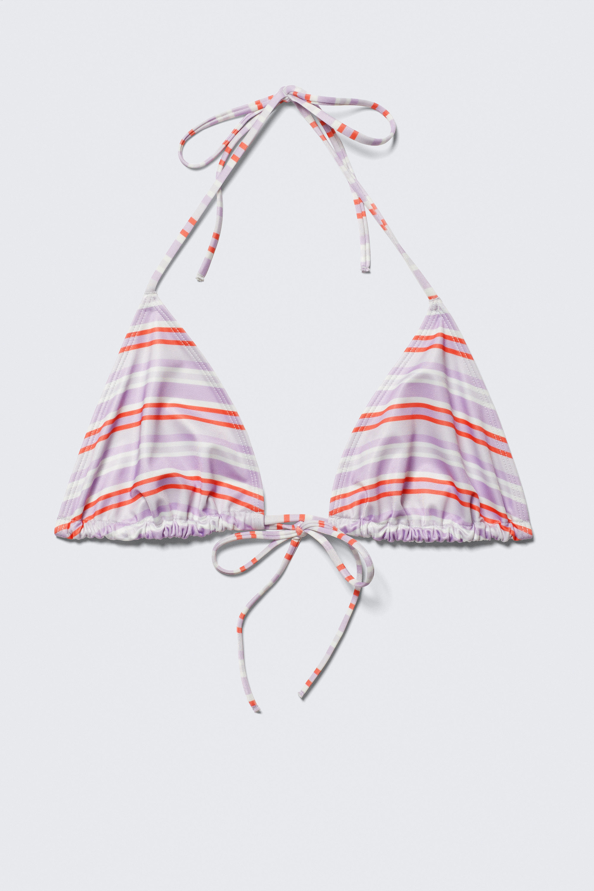 Purple & Red Stripes - Printed Halter Triangle Bikini Top - 3