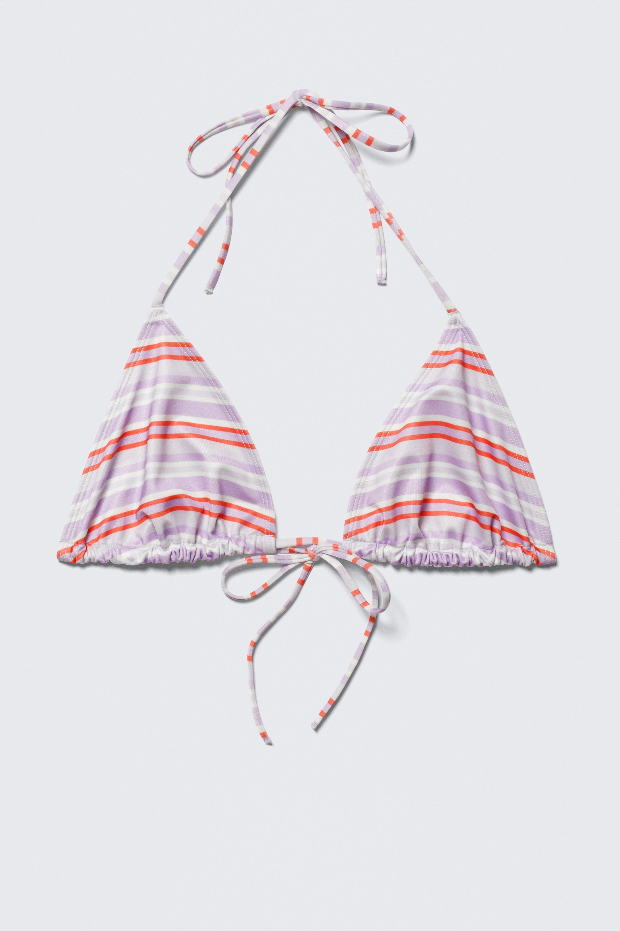 Lila und rote Streifen - Bedrucktes Neckholder-Triangel-Bikinioberteil - 3