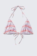 Lila und rote Streifen - Bedrucktes Neckholder-Triangel-Bikinioberteil - 3