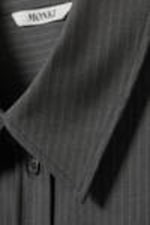 Pinstriped Dark Grey - Long-Sleeved Oversized Poplin Shirt - 4