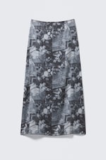Dark Grey - Collage Print - Printed Low Rise Maxi Skirt - 4