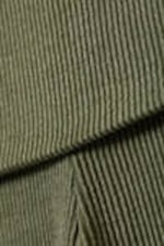 Dark Khaki Green - Low Waist Flared Ribbed Trousers - 4