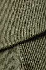 Donker kakigroen - Wijd uitlopende geribde broek met lage taille - 1