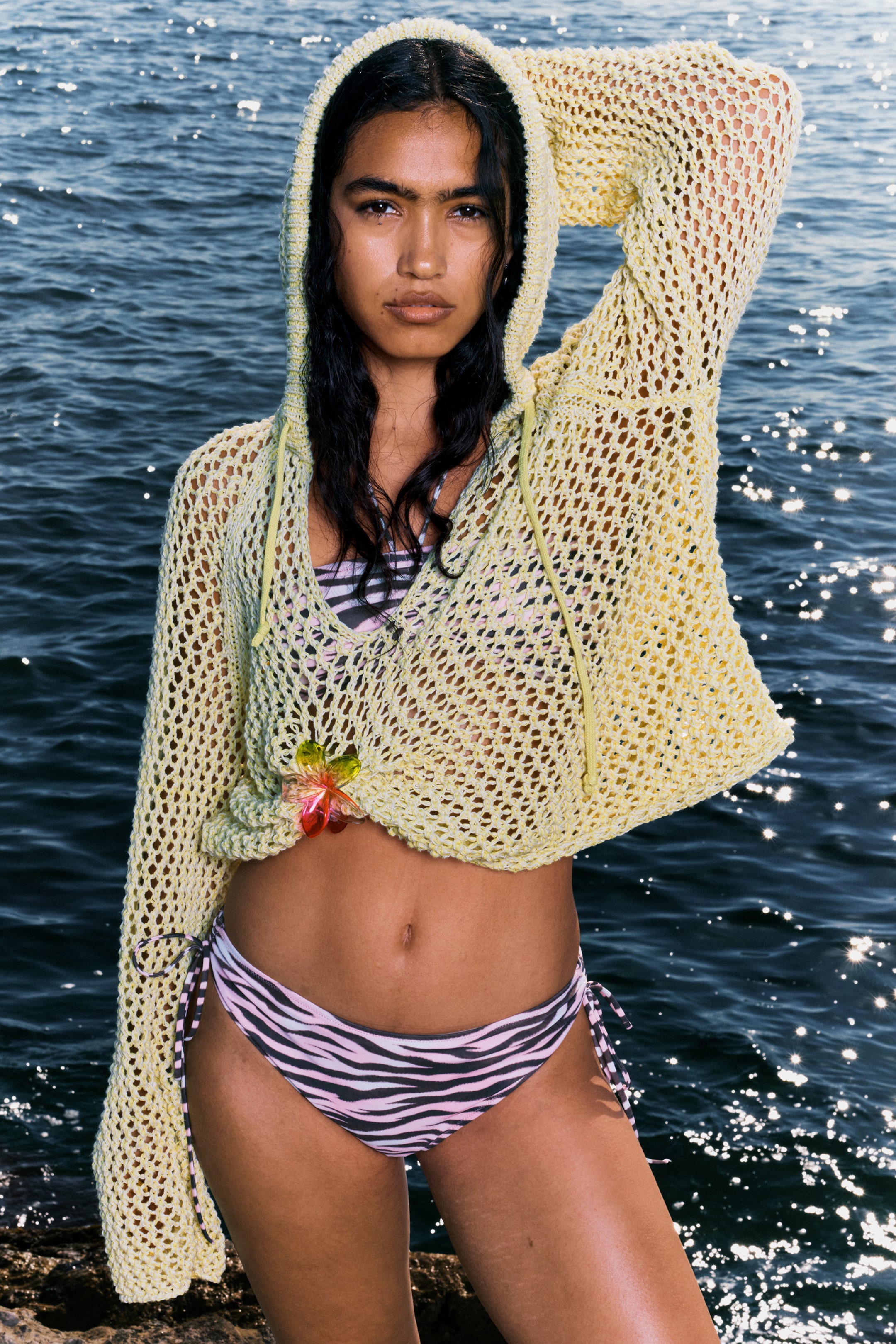 Pink Tiger-striped - Printed Tie-Side Bikini Bottoms - 1