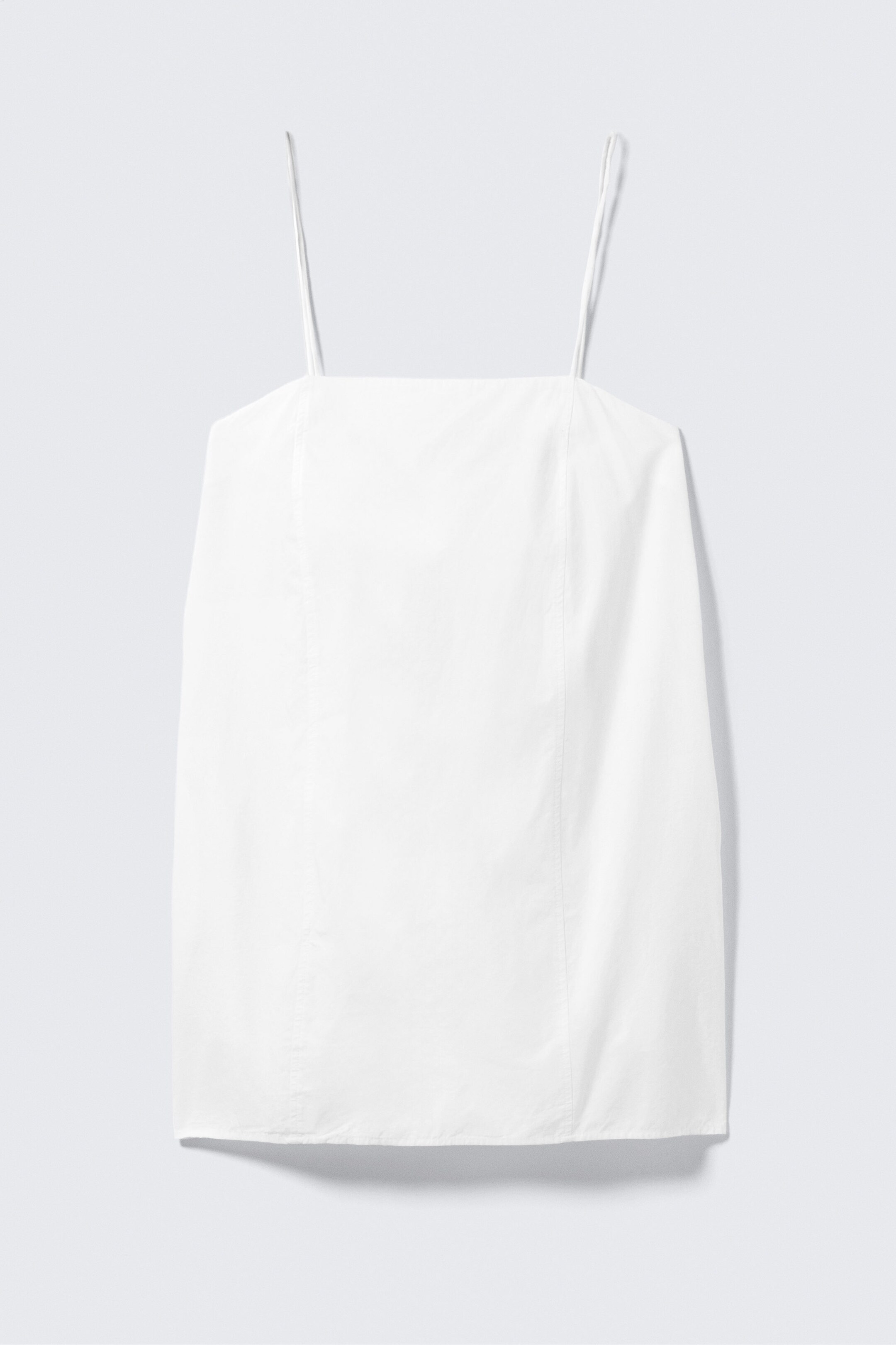 Weiß - Mini-Kleid aus Twill mit Bindeband hinten - 3