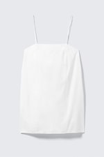 Weiß - Mini-Kleid aus Twill mit Bindeband hinten - 3