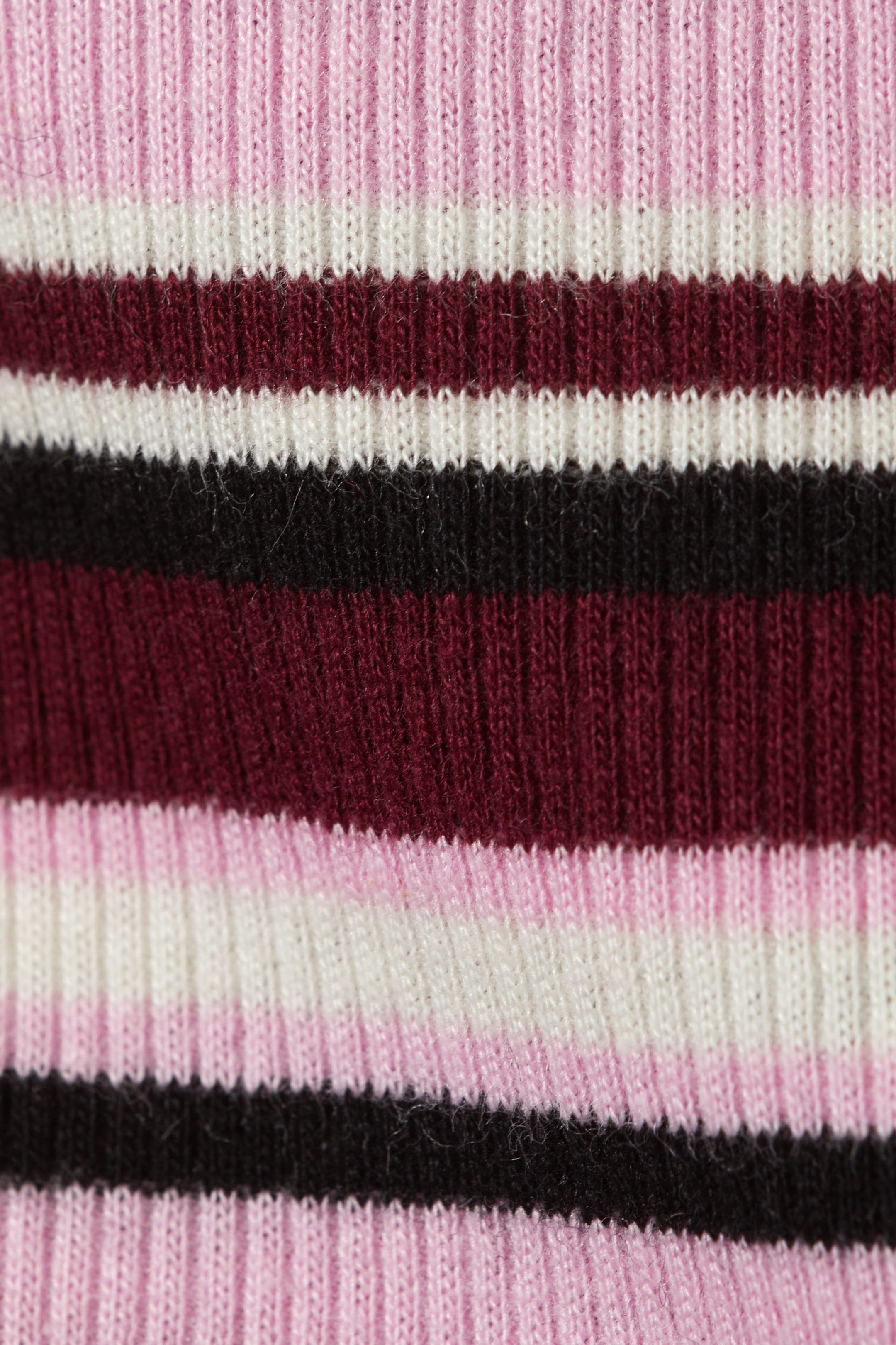 Dunkelrot & pink gestreift - Gerippte Mini-Shorts mit Rüschen - 1