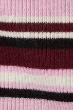 Dunkelrot & pink gestreift - Gerippte Mini-Shorts mit Rüschen - 1