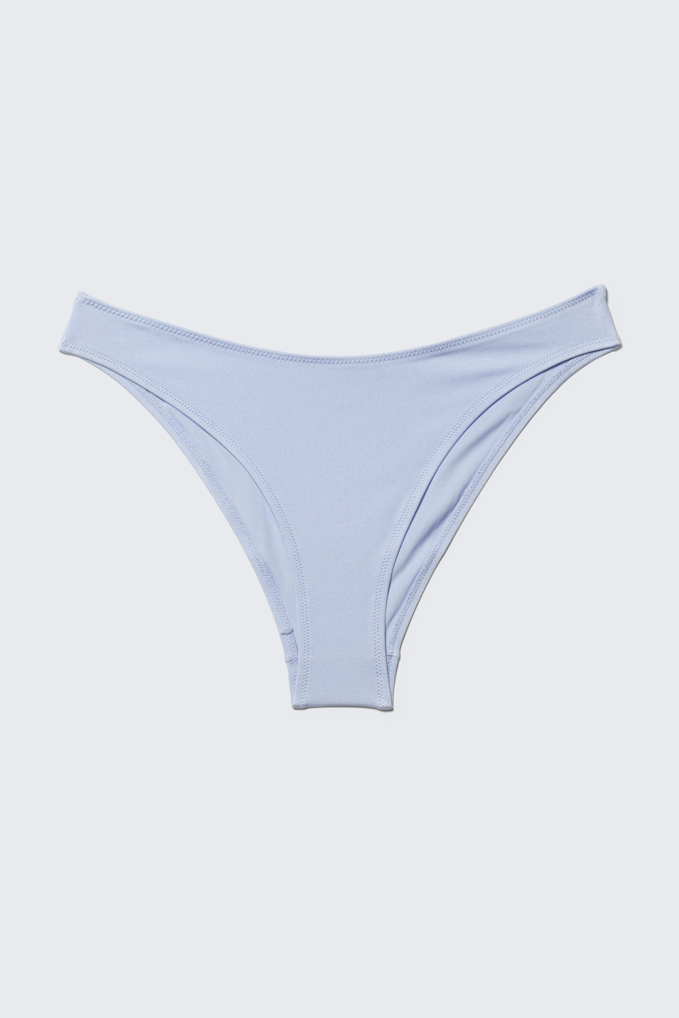 Shiny Light Blue - Scooped High-Cut Bikini Bottoms