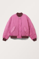 Dunkelrot/Pink - Locker geschnittene, wendbare Bomberjacke - 2